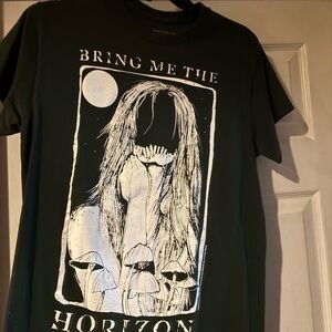 Bring Me The Horizon Graphic Band Tee - Dark Green and White